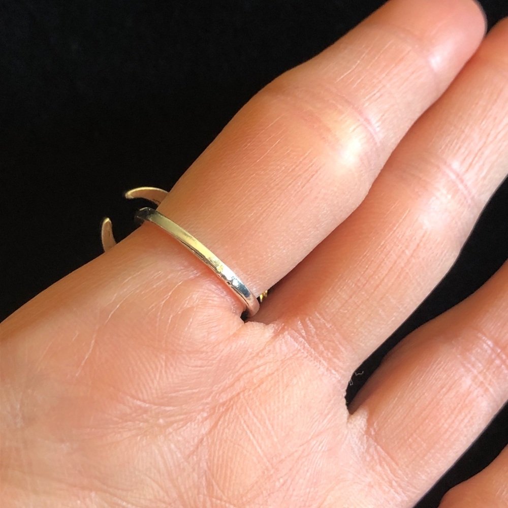 Silver Tone and Blue Crescent Moon Ring - Picture 4 of 8